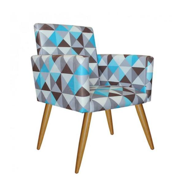 Imagem de Kit 2 Poltronas Decorativas Nina Estampado Triangulo Azul - Móveis Mafer