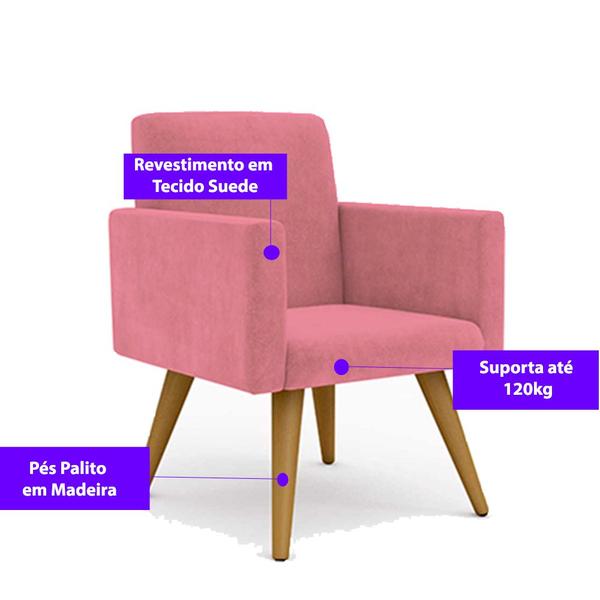 Imagem de Kit 2 Poltronas Decorativas Nina Suede - V8 Decor