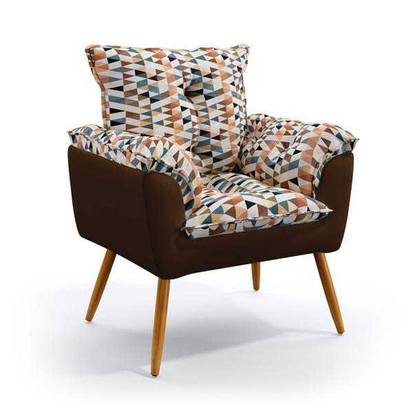 Imagem de Kit 2 Poltronas Decorativas Opala com Puff Lunar Sued Estampado Laranja com Marrom Aradecor