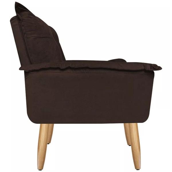 Imagem de Kit 2 Poltronas Decorativas Opalla Suede Marrom Pés Palito Caramelo para Sala de Estar Luxo - Bela Decor