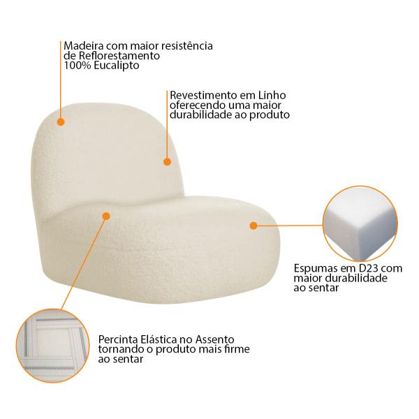 Imagem de Kit 2 Poltronas Decorativas Orgânica Escritório Recepção Sala Amsterdã Linho - Amarena Móveis