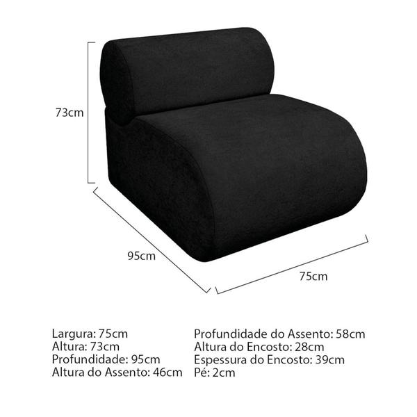 Imagem de Kit 2 Poltronas Decorativas Orgânica Virgínia Linho Preto - Amarena Móveis