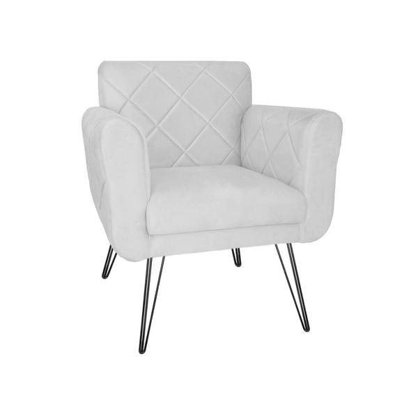 Imagem de Kit 2 Poltronas Decorativas Para Quarto Closet Pés de Ferro Isabella Corano Branco - DL Decor