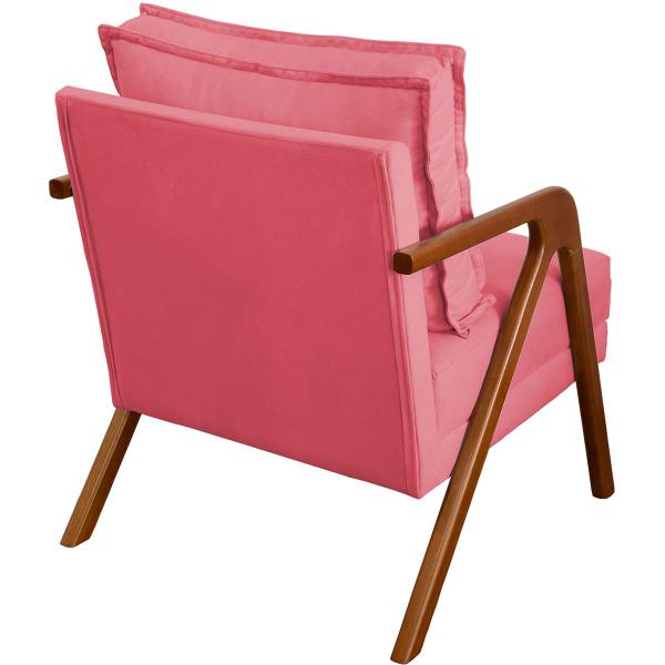 Imagem de Kit 2 Poltronas Decorativas Para Sala Cadeira Reforçada Shine Madeira Maciça Suede Cores