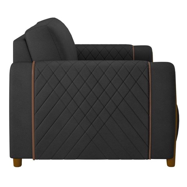 Imagem de Kit 2 Poltronas Decorativas para Sala de Estar 98cm Amaranto M22 PU Preto - Mpozenato