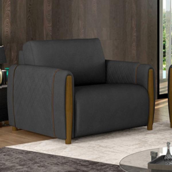 Imagem de Kit 2 Poltronas Decorativas para Sala de Estar 98cm Amaranto M22 PU Preto - Mpozenato