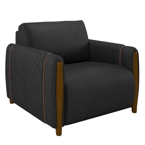 Imagem de Kit 2 Poltronas Decorativas para Sala de Estar 98cm Amaranto M22 PU Preto - Mpozenato