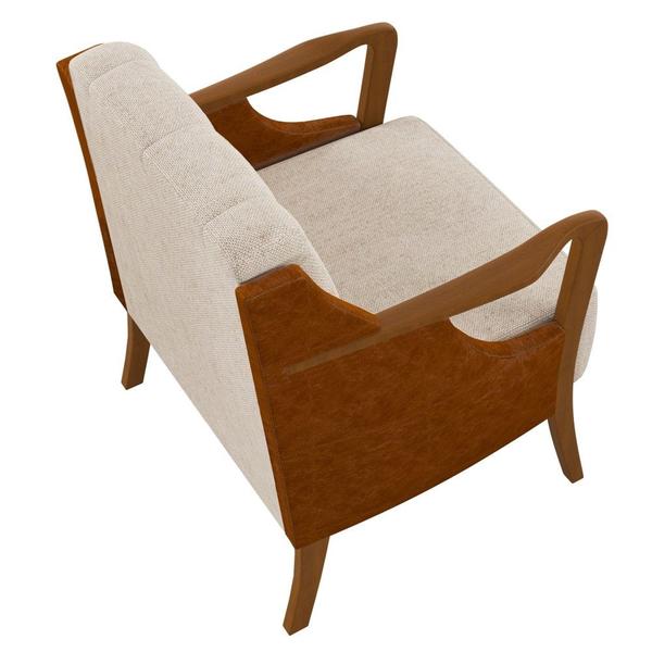 Imagem de Kit 2 Poltronas Decorativas para Sala de Estar Capitonê Lapa M22 PU Camel/Linho Cru - Mpozenato