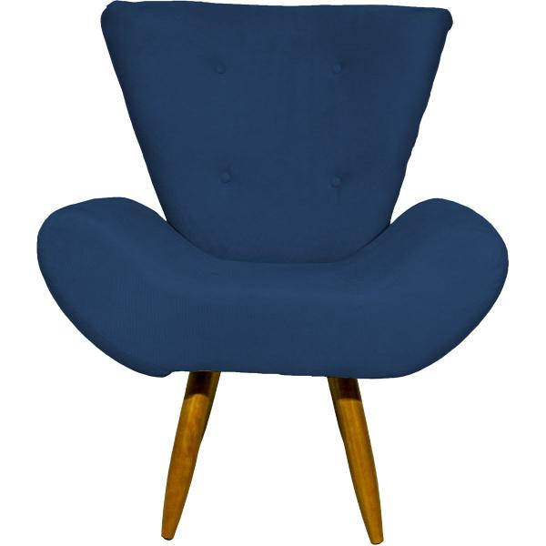 Imagem de Kit 2 Poltronas Decorativas Para Sala Emília + Puff Emília Suede Cores Pé Castanho - Clique E Decore