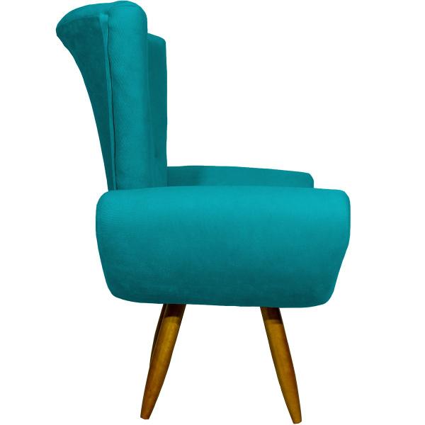 Imagem de Kit 2 Poltronas Decorativas Para Sala Emília + Puff Emília Suede Cores Pé Castanho - Clique E Decore