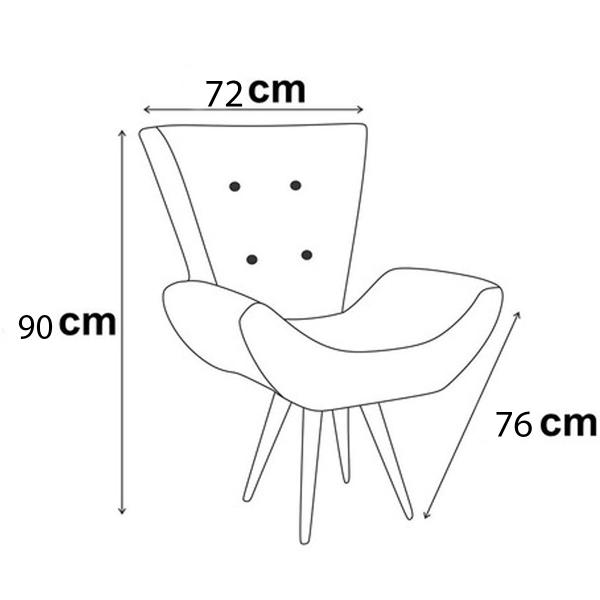 Imagem de Kit 2 Poltronas Decorativas Para Sala Emília + Puff Emília Suede Cores Pé Castanho - Clique E Decore