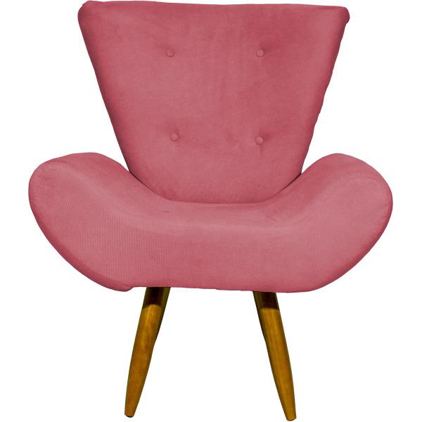 Imagem de Kit 2 Poltronas Decorativas Para Sala Emília + Puff Emília Suede Cores Pé Castanho - Clique E Decore