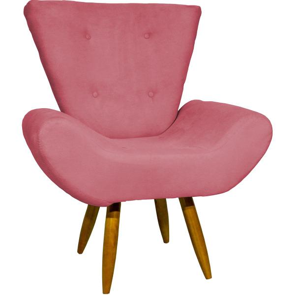 Imagem de Kit 2 Poltronas Decorativas Para Sala Emília + Puff Emília Suede Cores Pé Castanho - Clique E Decore