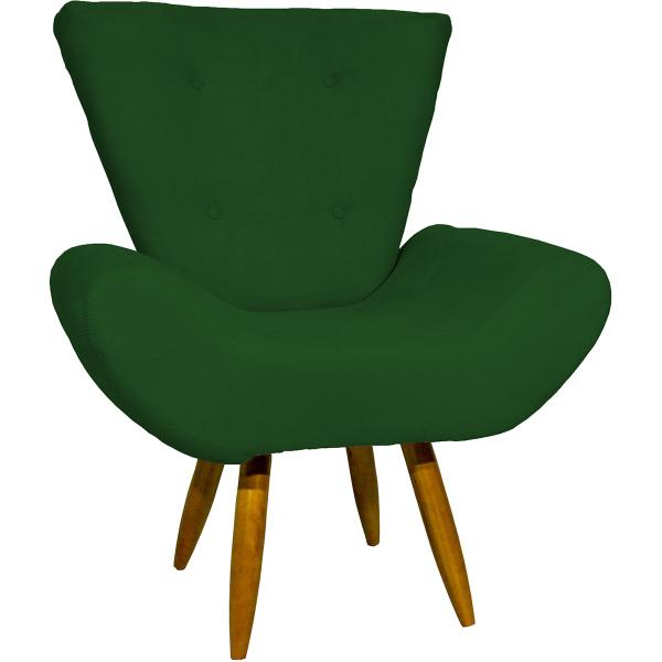 Imagem de Kit 2 Poltronas Decorativas Para Sala Emília + Puff Emília Suede Cores Pé Castanho - Clique E Decore