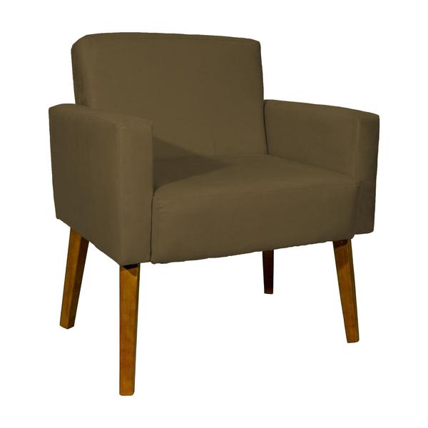 Imagem de Kit 2 poltronas decorativas para sala hope suede marrom pé castanho - clique e decore