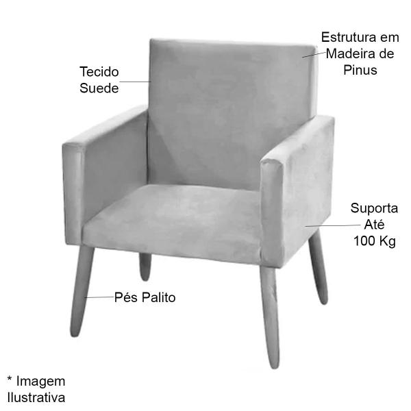 Imagem de Kit 2 Poltronas Decorativas Para Sala Nina Pés Palito