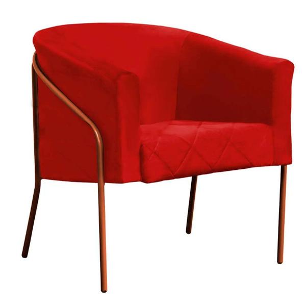 Imagem de Kit 2 Poltronas Decorativas Para Sala, Recepção Italia Suede Vermelho Com Base Bronze VS Decor