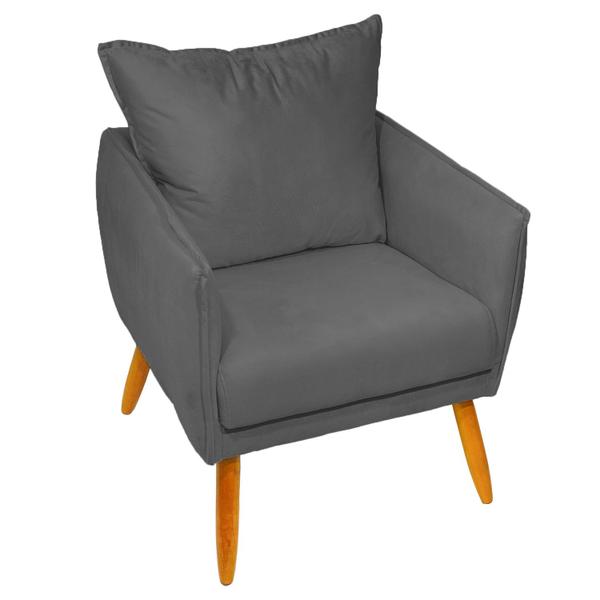 Imagem de Kit 2 Poltronas Decorativas Para Sala Reforçada Ada Suede Cores Pé Castanho