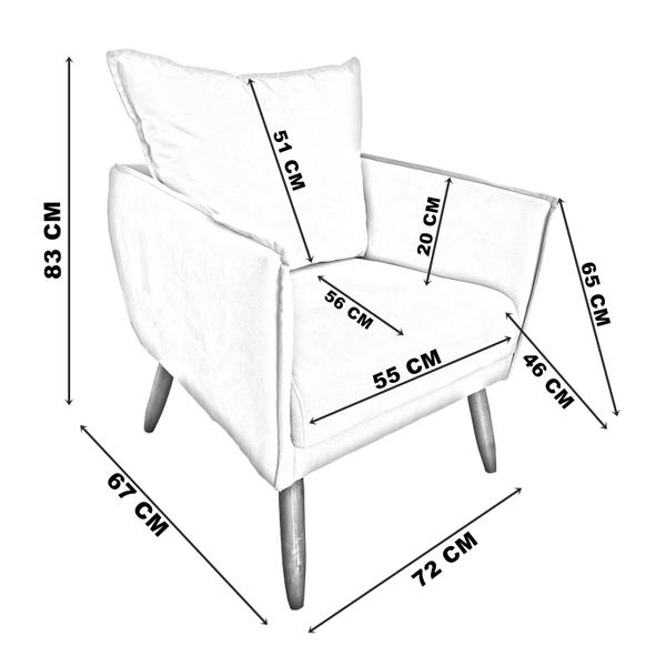 Imagem de Kit 2 Poltronas Decorativas Para Sala Reforçada Ada Suede Cores Pé Castanho