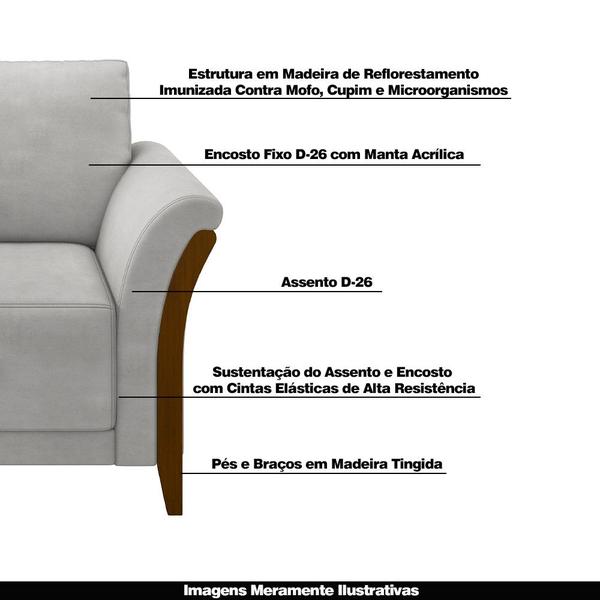 Imagem de Kit 2 Poltronas Decorativas Pés em Madeira Market Veludo Cinza G45 - Gran Belo