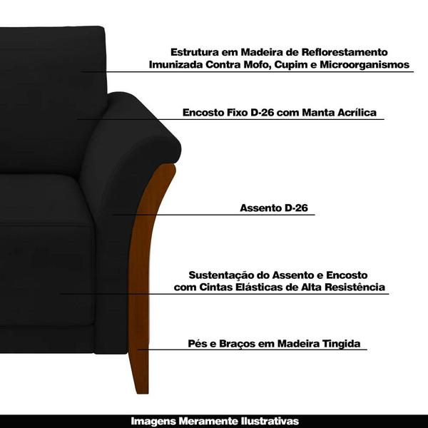 Imagem de Kit 2 Poltronas Decorativas Pés em Madeira Market Veludo Preto G45 - Gran Belo