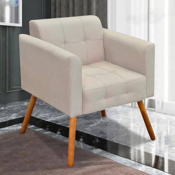 Imagem de Kit 2 Poltronas Decorativas Pés Palito Karen Suede Bege G19 - Gran Belo