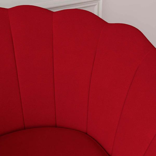 Imagem de Kit 2 Poltronas Decorativas Pétala Sala de Estar Tecido Veludo Vermelho Kimi Design