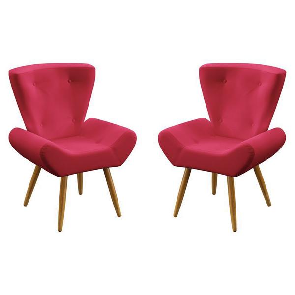 Imagem de Kit 2 Poltronas Decorativas Polaris Suede Vermelho Aradecor