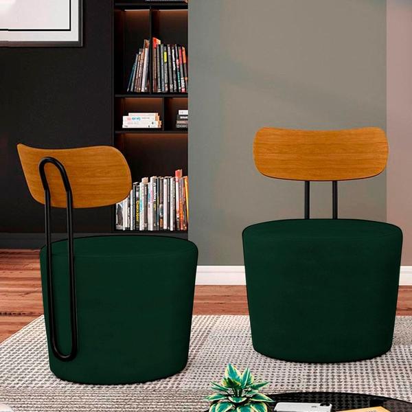 Imagem de Kit 2 Poltronas Decorativas Redondas 53cm Le Moon M22 Veludo Verde - Mpozenato