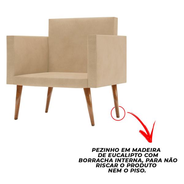 Imagem de Kit 2 Poltronas Decorativas Reforçadas Liz Confortáveis P/ Recepção Veludo - Zinn Moveis