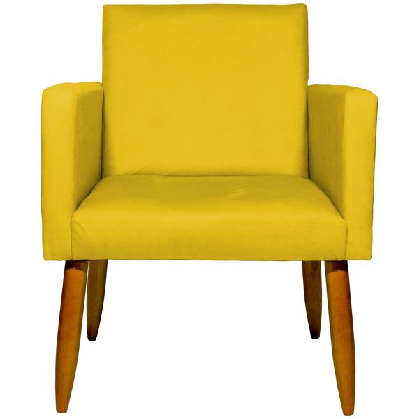 Imagem de Kit 2 Poltronas Decorativas Reforçadas Para Recepção + Puff Redondo Suede Amarelo - Clique e Decore