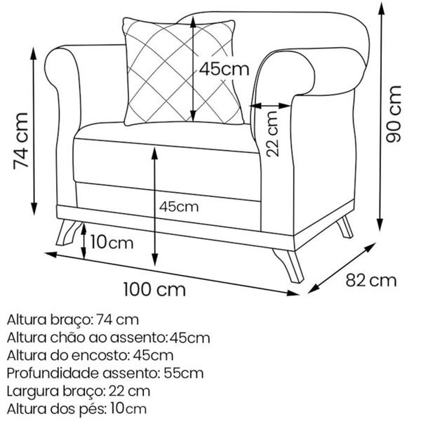 Imagem de Kit 2 Poltronas Decorativas Retro Polo Linho Perola Ezz