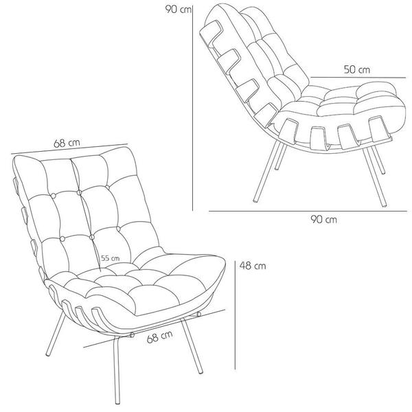 Imagem de Kit 2 Poltronas Decorativas Sala de Estar Costela L02 Bouclê Cru - Lyam Decor