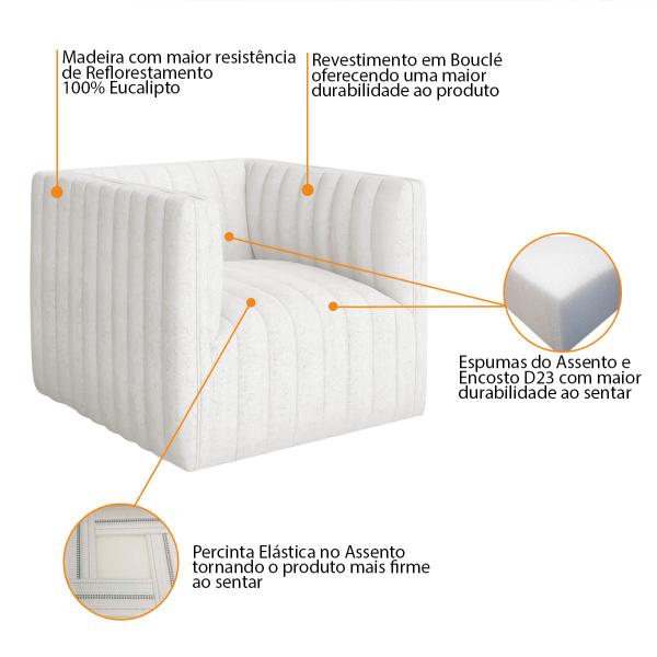 Imagem de Kit 2 Poltronas Decorativas Sala de Estar Recepção Aurora Bouclé - Amarena móveis