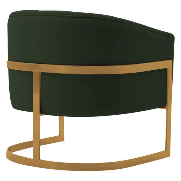 Imagem de Kit 2 Poltronas Decorativas Sala de Estar Recepção Mavie Base de Ferro Dourado Linho Verde - Amarena Móveis