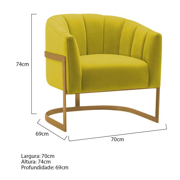 Imagem de Kit 2 Poltronas Decorativas Sala de Estar Recepção Mavie Base de Ferro Dourado Suede - ADJ Decor