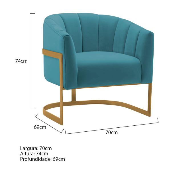 Imagem de Kit 2 Poltronas Decorativas Sala de Estar Recepção Mavie Base de Ferro Dourado Suede - Amarena Móveis