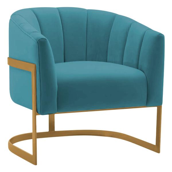 Imagem de Kit 2 Poltronas Decorativas Sala de Estar Recepção Mavie Base de Ferro Dourado Suede - Amarena Móveis