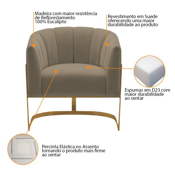 Imagem de Kit 2 Poltronas Decorativas Sala de Estar Recepção Mavie Base de Ferro Dourado Suede - Amarena Móveis