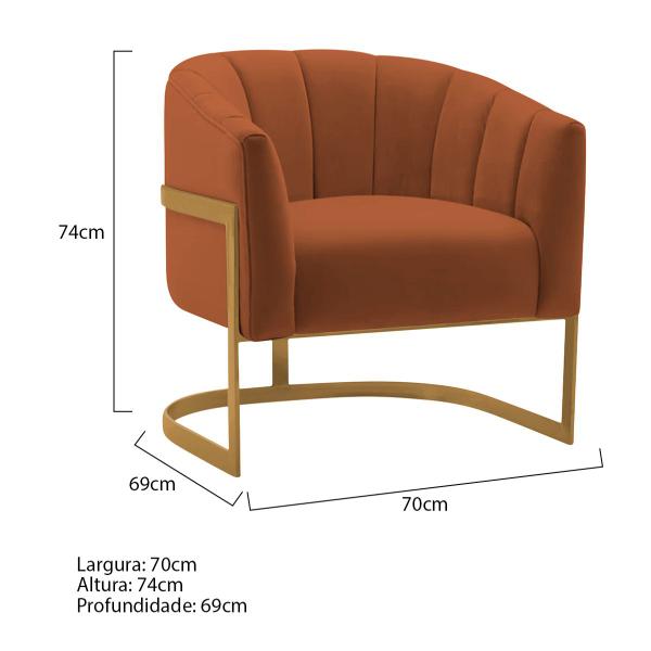 Imagem de Kit 2 Poltronas Decorativas Sala de Estar Recepção Mavie Base de Ferro Dourado Suede - Amarena Móveis