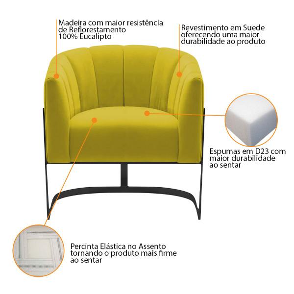 Imagem de Kit 2 Poltronas Decorativas Sala de Estar Recepção Mavie Base de Ferro Preto Suede - Doce Sonho Móveis