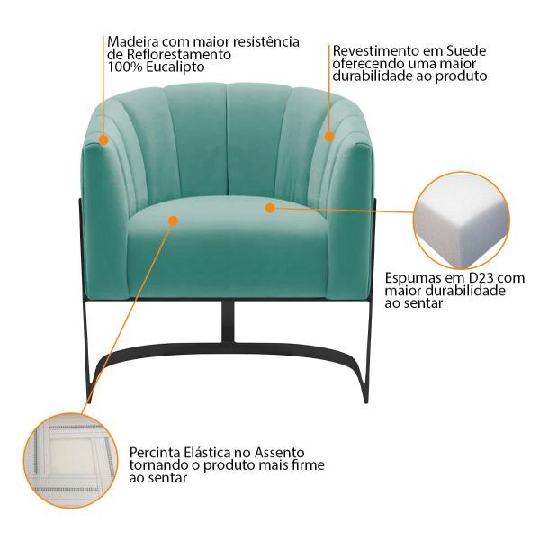 Kit 2 Poltronas Decorativas Sala de Estar Recepção Mavie Base de Ferro Preto Suede - Doce Sonho Móveis Imagem de Kit 2 Poltronas Decorativas Sala de Estar Recepção Mavie Base de Ferro Preto Suede - Doce Sonho Móveis