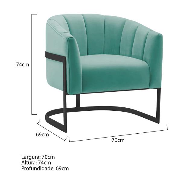 Kit 2 Poltronas Decorativas Sala de Estar Recepção Mavie Base de Ferro Preto Suede - Doce Sonho Móveis Imagem de Kit 2 Poltronas Decorativas Sala de Estar Recepção Mavie Base de Ferro Preto Suede - Doce Sonho Móveis
