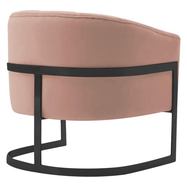 Imagem de Kit 2 Poltronas Decorativas Sala de Estar Recepção Mavie Base de Ferro Preto Suede Rose - Amarena Móveis