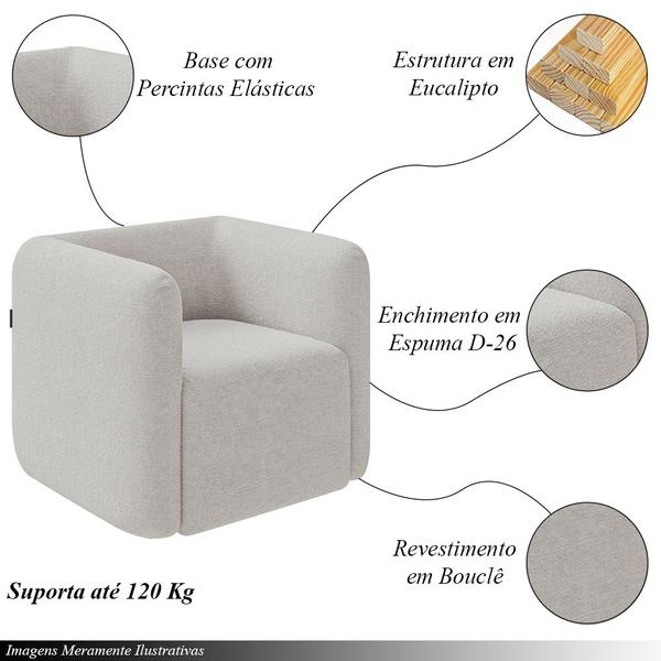 Imagem de Kit 2 Poltronas Decorativas Sala de Estar Trinidad Base Fixa Bouclê Cinza G33 - Gran Belo