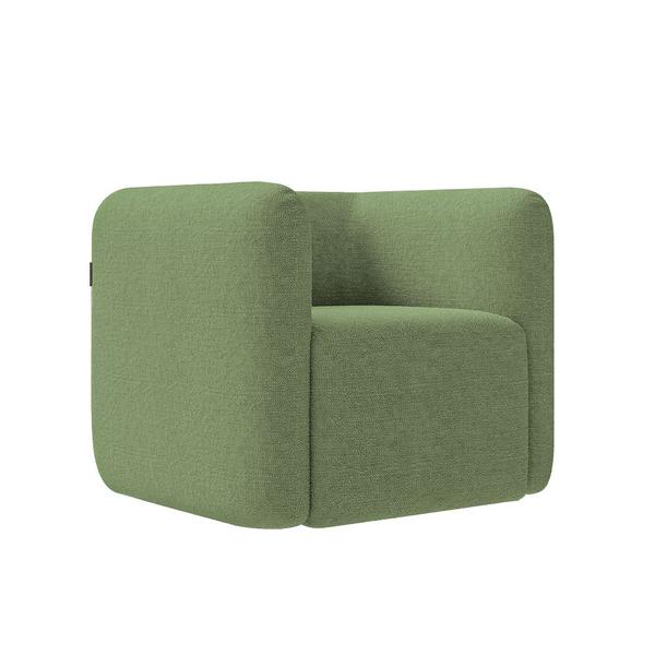 Imagem de Kit 2 Poltronas Decorativas Sala de Estar Trinidad Base Fixa Bouclê Verde Oliva G33 - Gran Belo