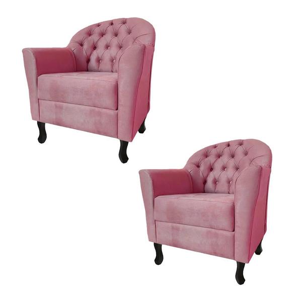 Imagem de Kit 2 Poltronas Decorativas Salão de Beleza Júlia Suede Rosa - DL Decor