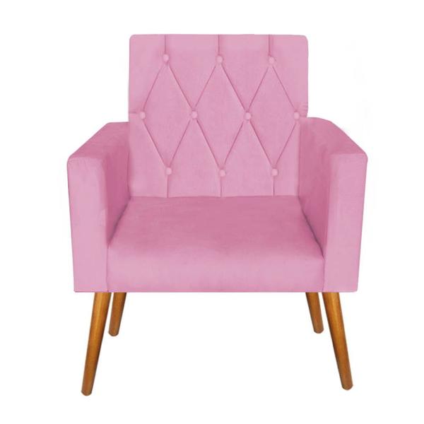 Imagem de Kit 2 Poltronas Decorativas Thais Capitonê Suede Rose - Móveis Mafer