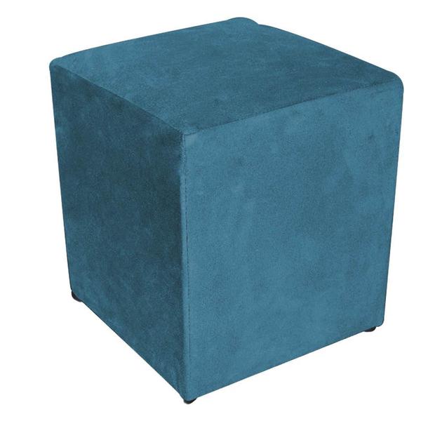 Imagem de Kit 2 Poltronas Decorativas Tilla e Puff Dado Suede Azul Turquesa - Móveis Mafer