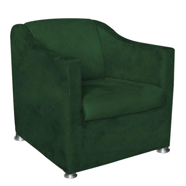 Imagem de Kit 2 Poltronas Decorativas Tilla e Puff Dado Suede Verde - Móveis Mafer